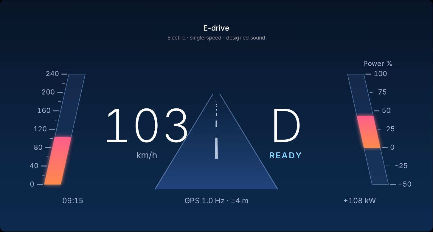 The E-drive cluster with slanted scales and a road.